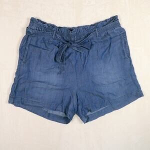 Workshop Republic Chambray Paper Bag Shorts Size 1X XL Tie Waist Tencel Denim